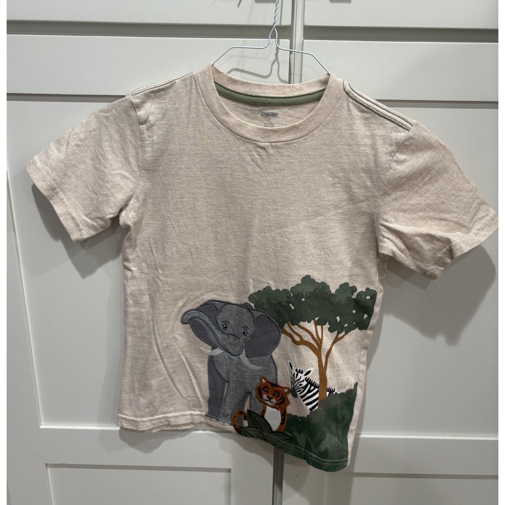 Gymboree Boys 7 Safari Animals Tee Shirt Jungle Savannah Leopard Elephant EUC